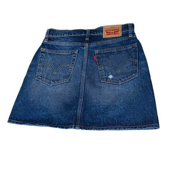 Levi's Deconstructed Denim Mini Skirt Distressed Cotton Sz 25 - Picture 4 of 6
